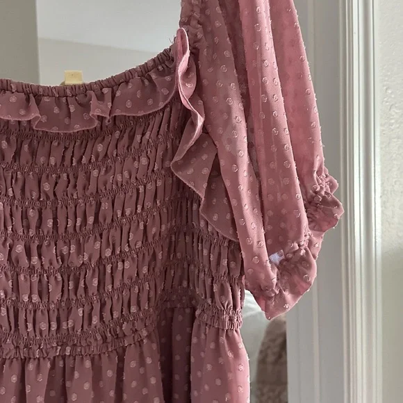 Charming Pink Polka Dot Dress - Picture 2 of 4